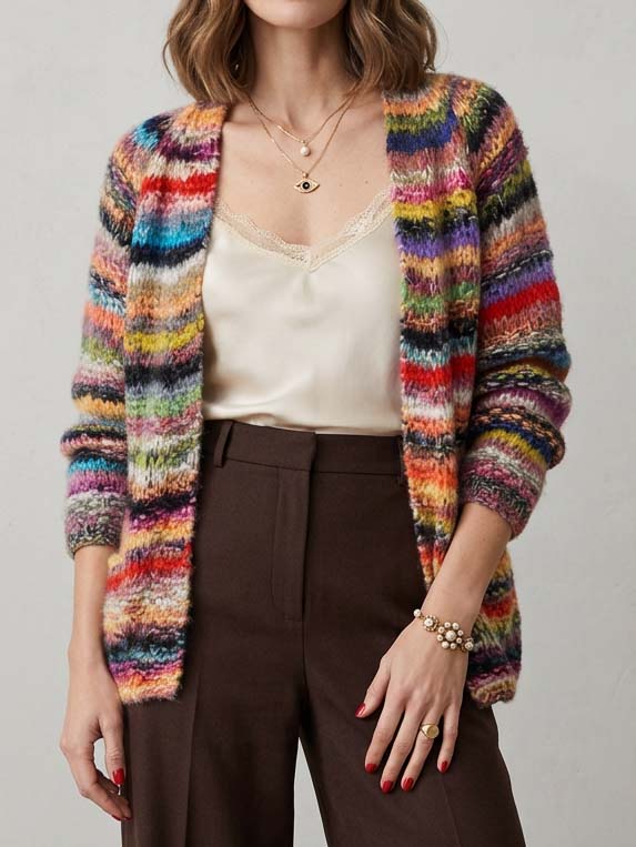 Casual Loose Colorful Sweater Cardigan