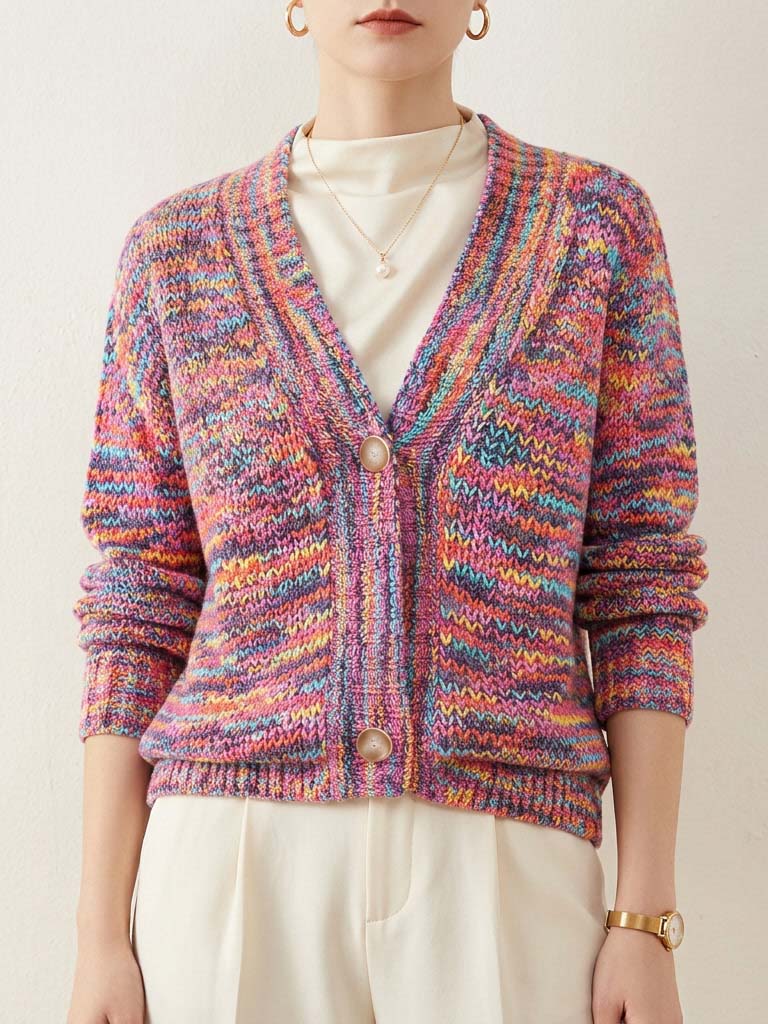 Women's Vintage V Neck Cozy Knit Sweater Cardigan