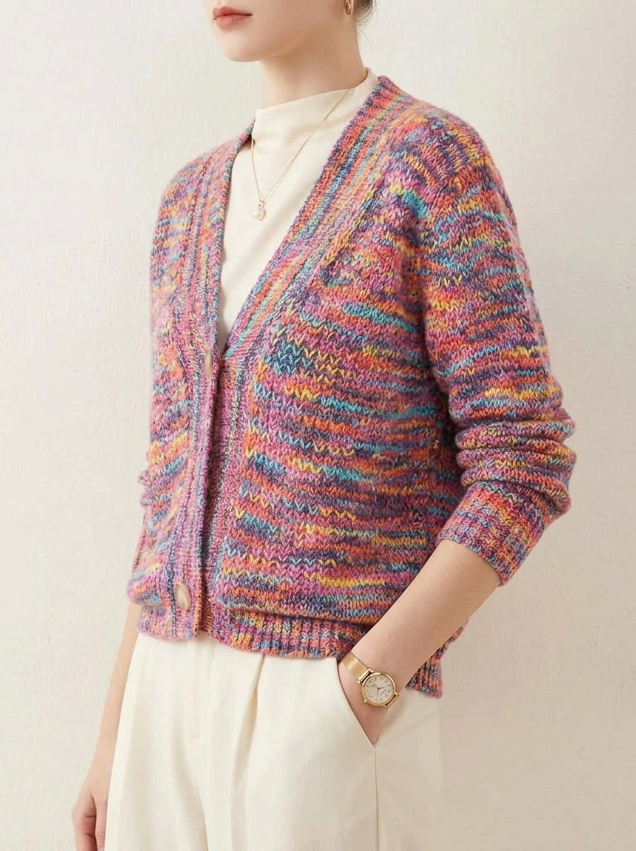 Women's Vintage V Neck Cozy Knit Sweater Cardigan