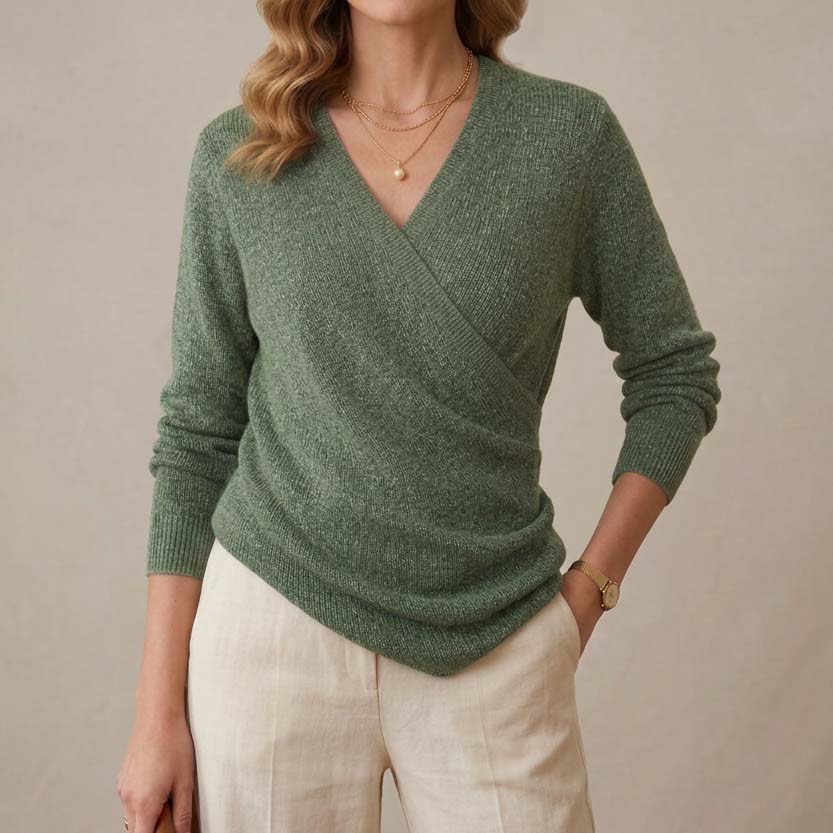Women's Solid Color V Neck Knit Sweater