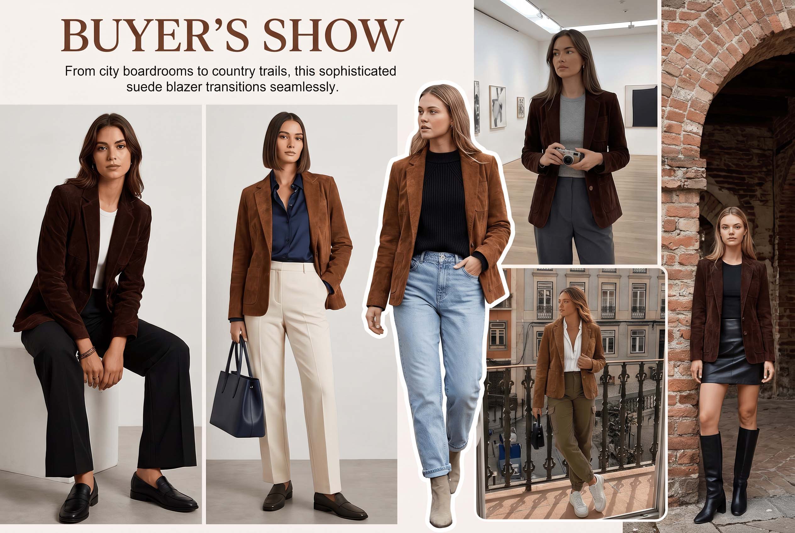Brown Suede-Look Blazer