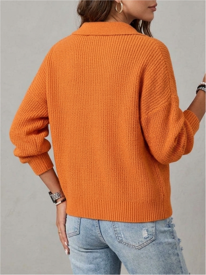 Women's Fall Winter Lazy‑chic Lapel Soft Ribbed Knit Cardigan