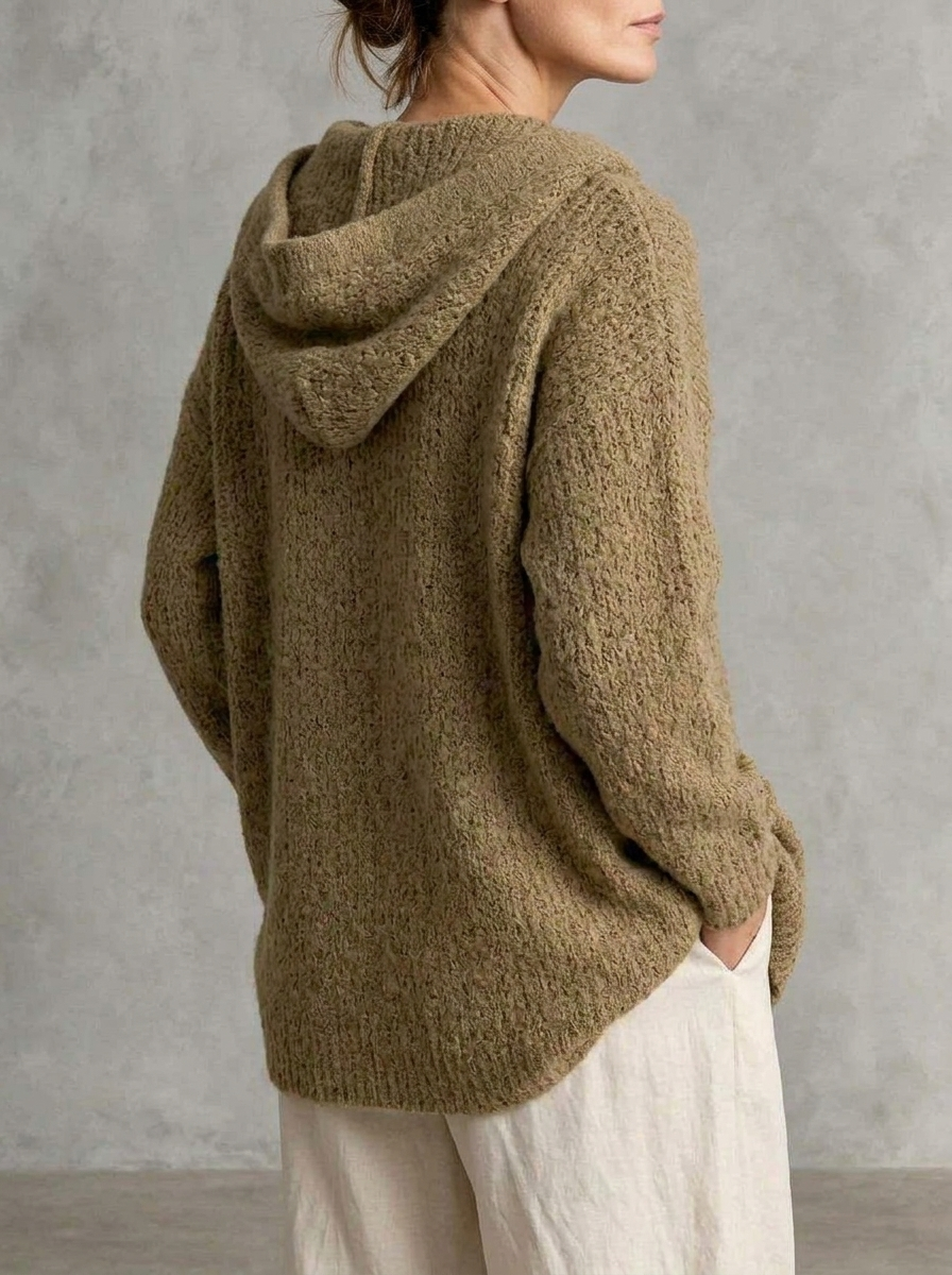Women's Vintage Thick Knit Button-up Hooded Cardigan