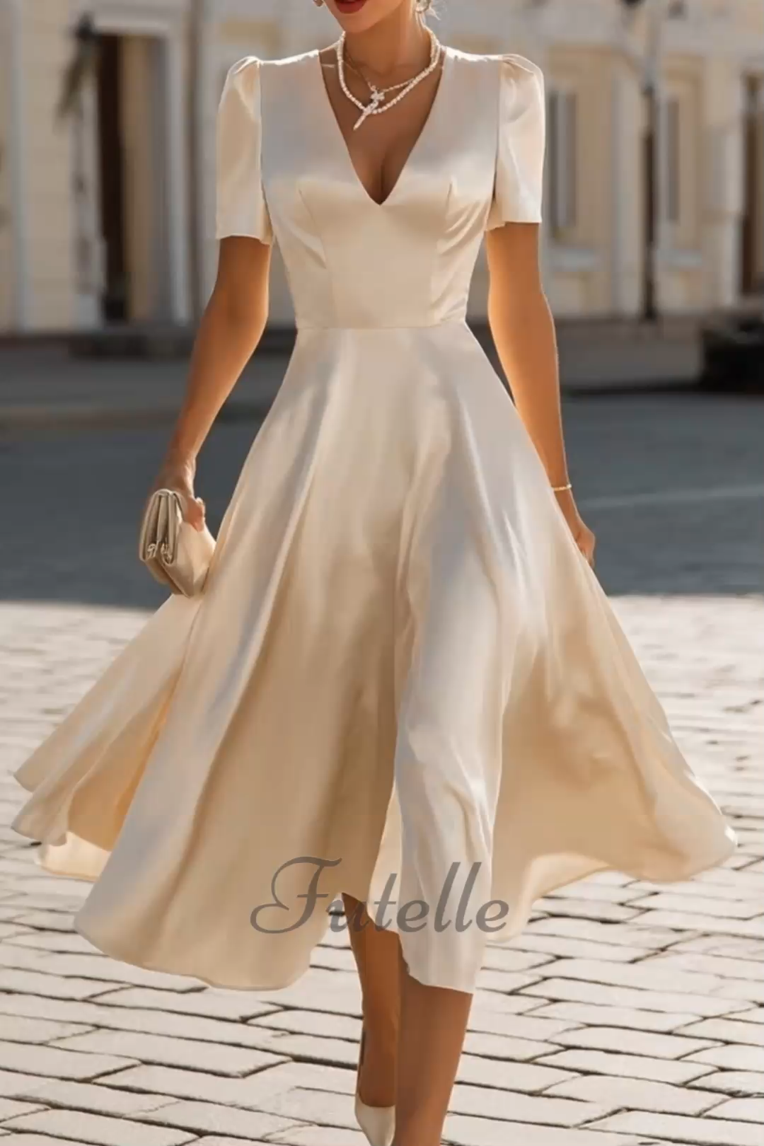 Classy Simple V Neck Satin Flowy Maxi Dress