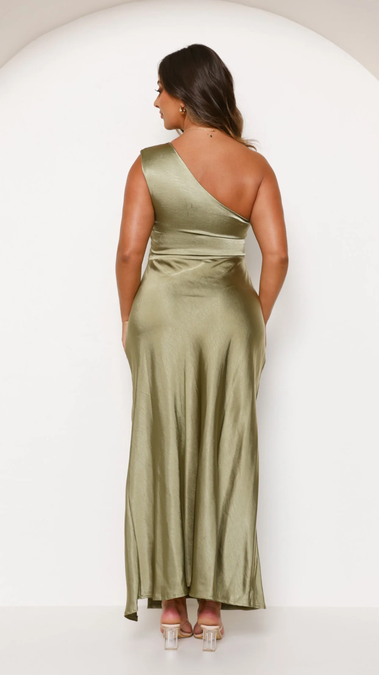 Elegant And Slim One-shoulder Slit Satin Dress