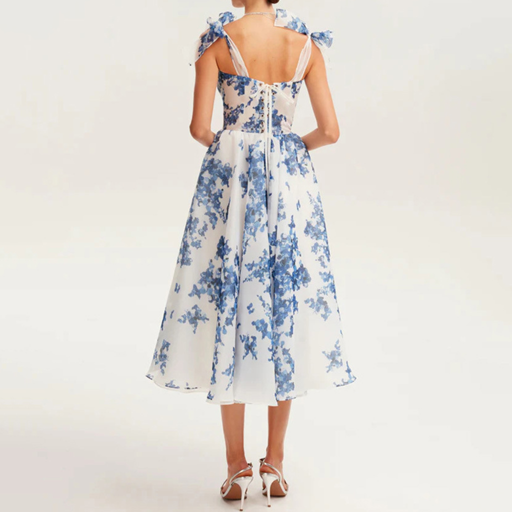 Stylish Organza Elegant Printed Midi Dress