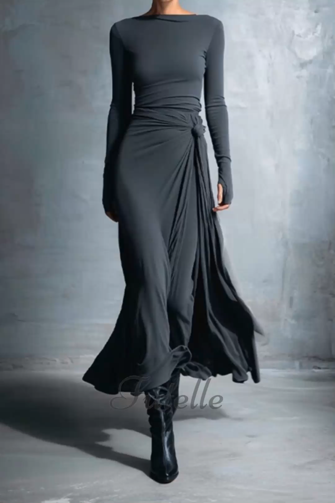 Elegant And Simple Women's Long-sleeved Dress