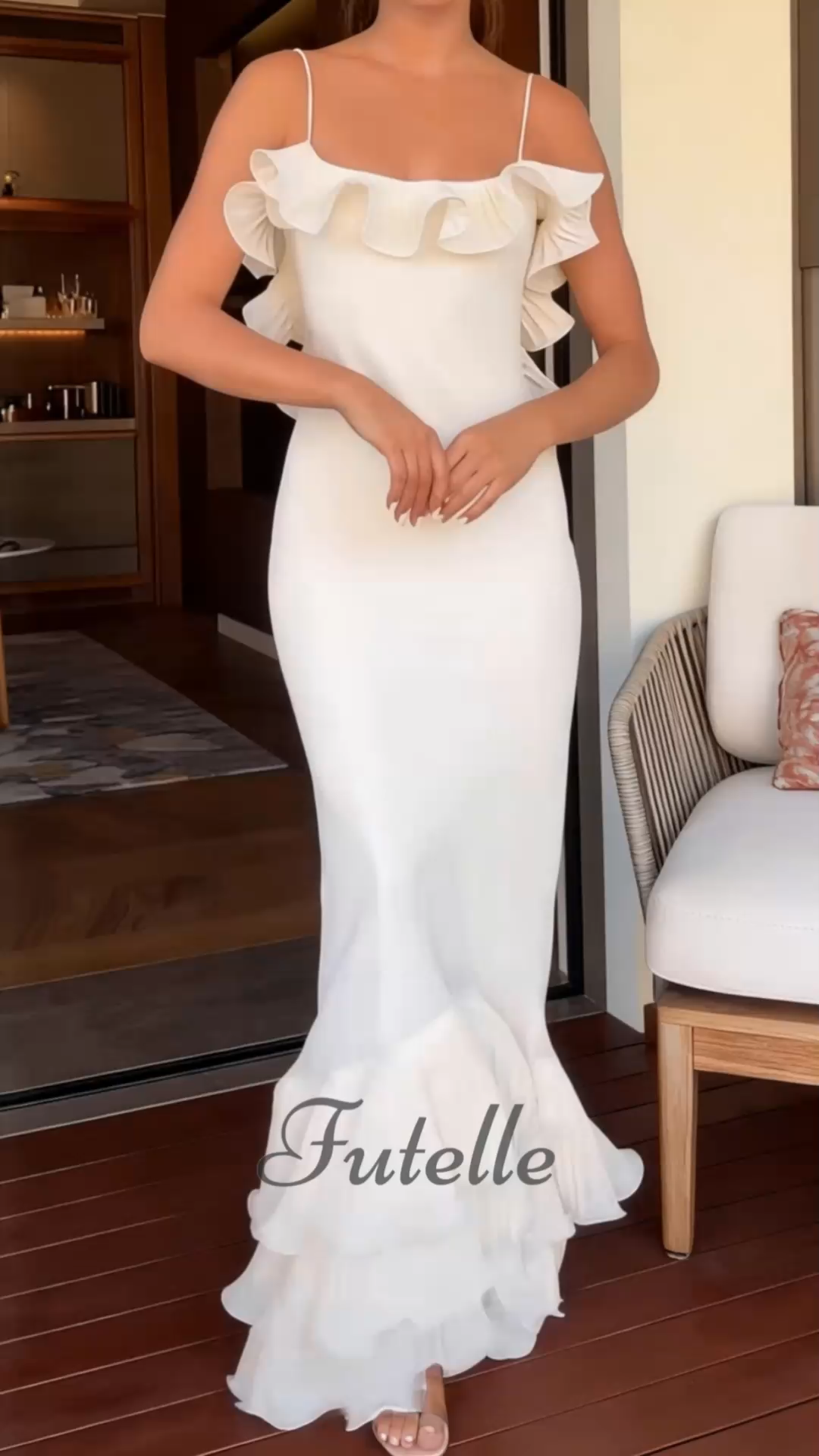 Strappy Backless Ruffled Butt-covering Dress