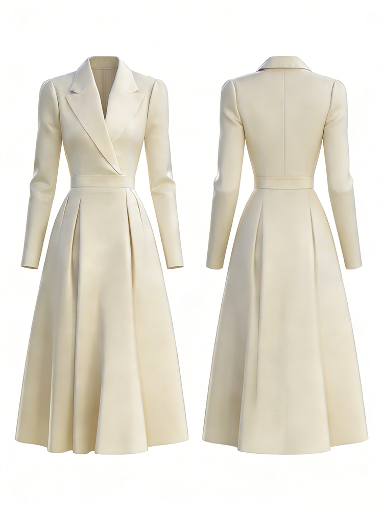 Vintage Classy V Neck Lapels Maxi Dress