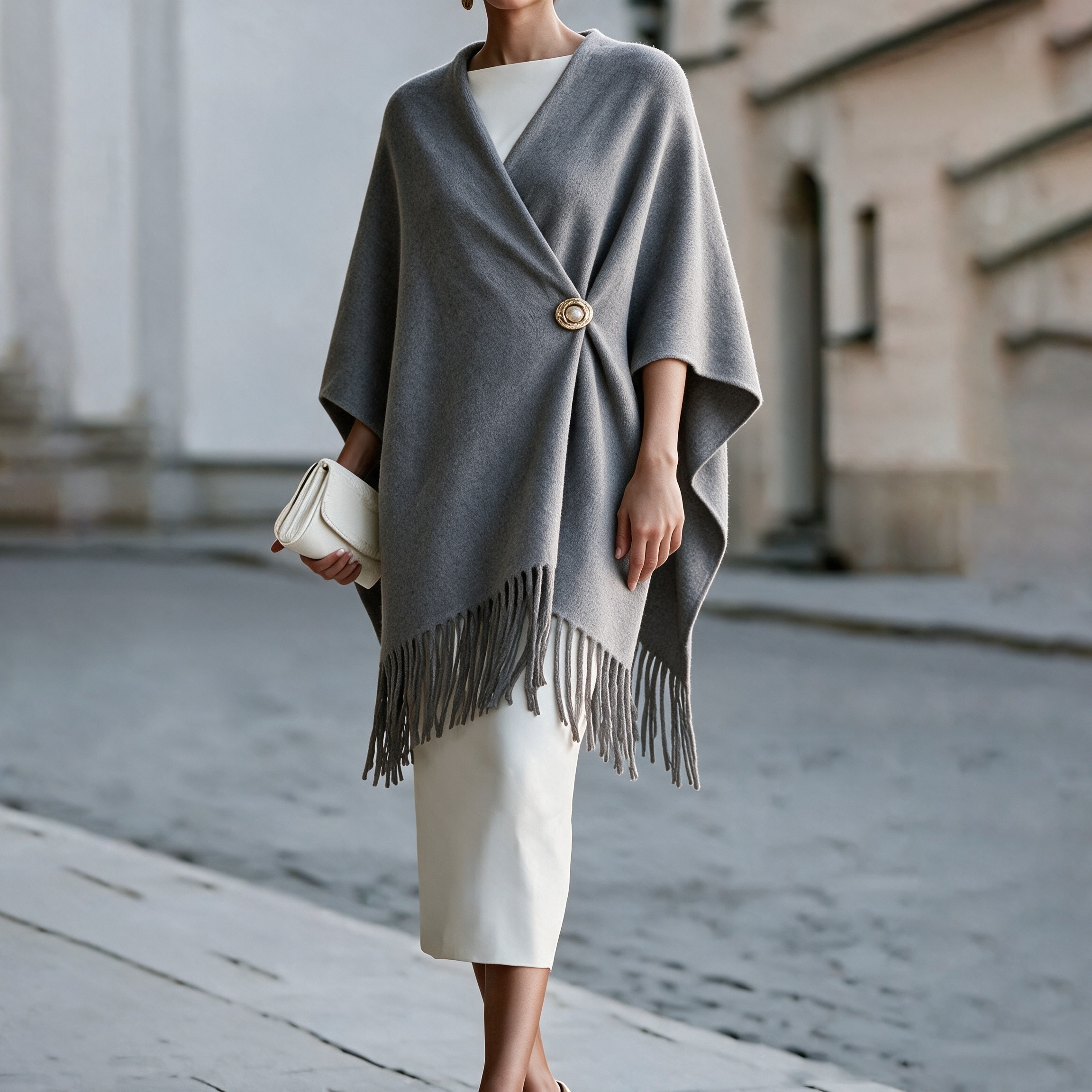 Solid Color Tassel Shawl