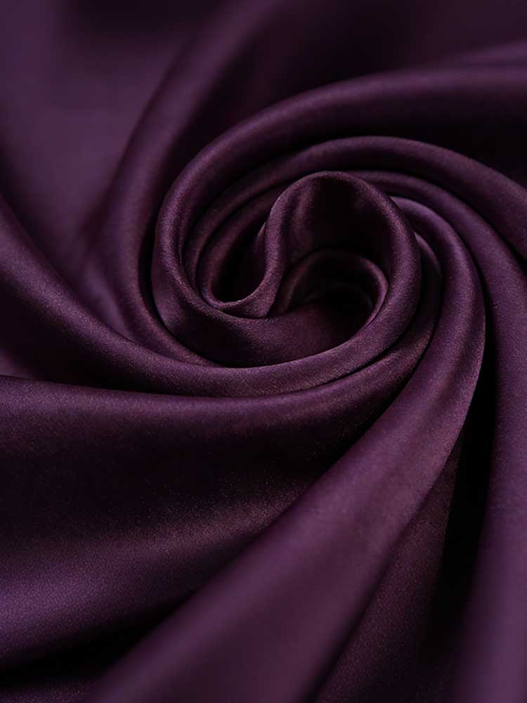 Elegant Temperament Purple Silk Satin V-neck Waist-cinching Dress