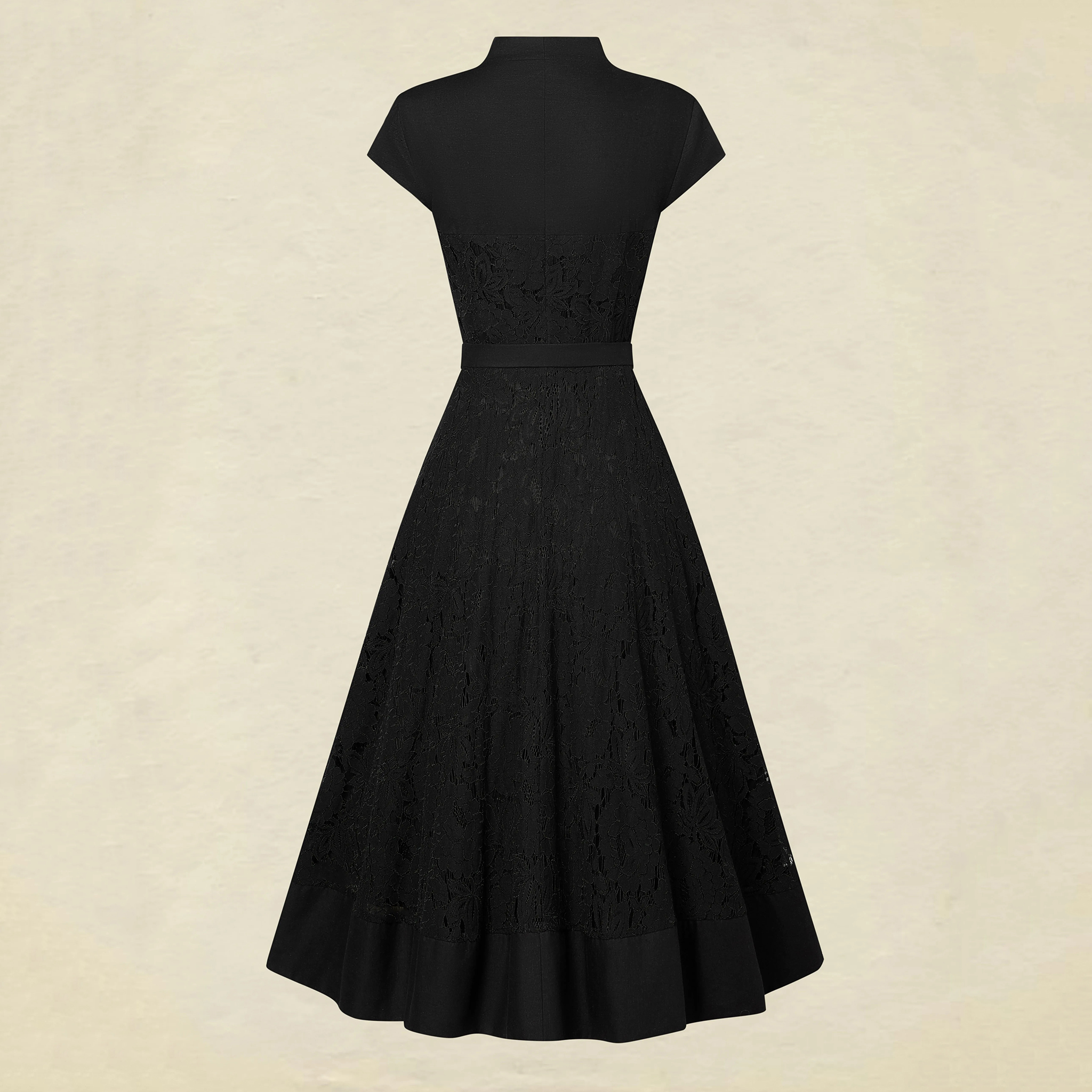 Elegant Lace Patchwork A Line Midi Dress