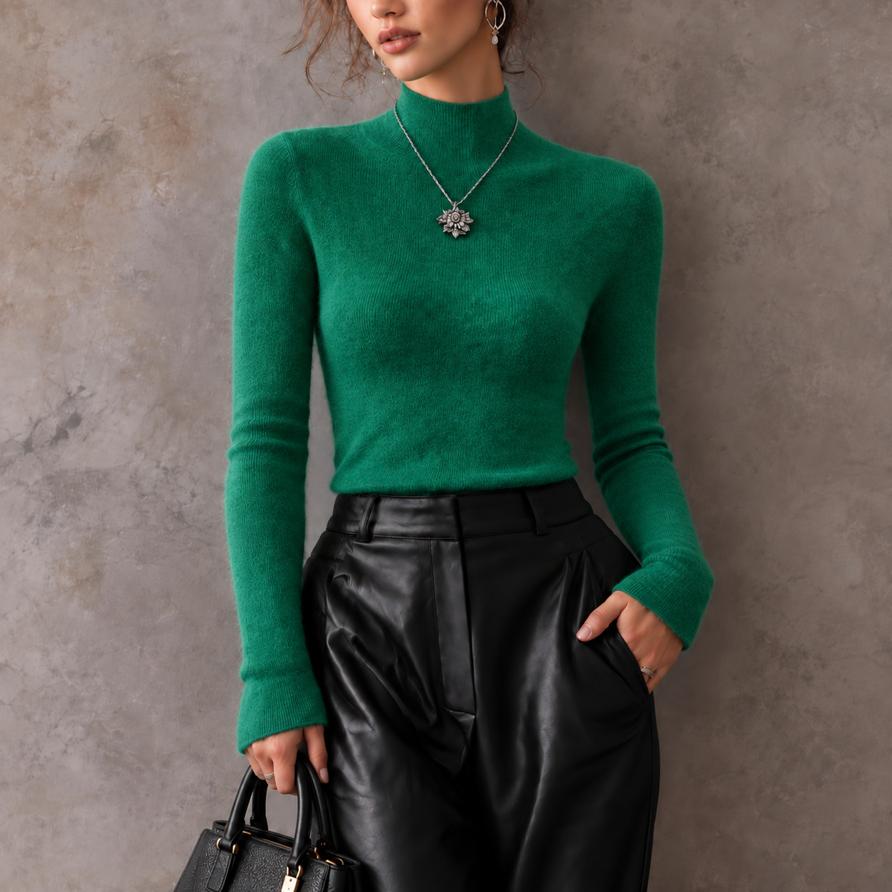 Elegance Long-seeved Cashmere Knit Top
