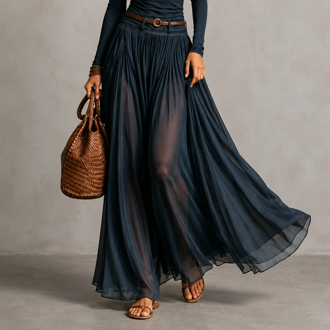  +1 Retro Solid Color Simple Off-shoulder Long-sleeved Dress