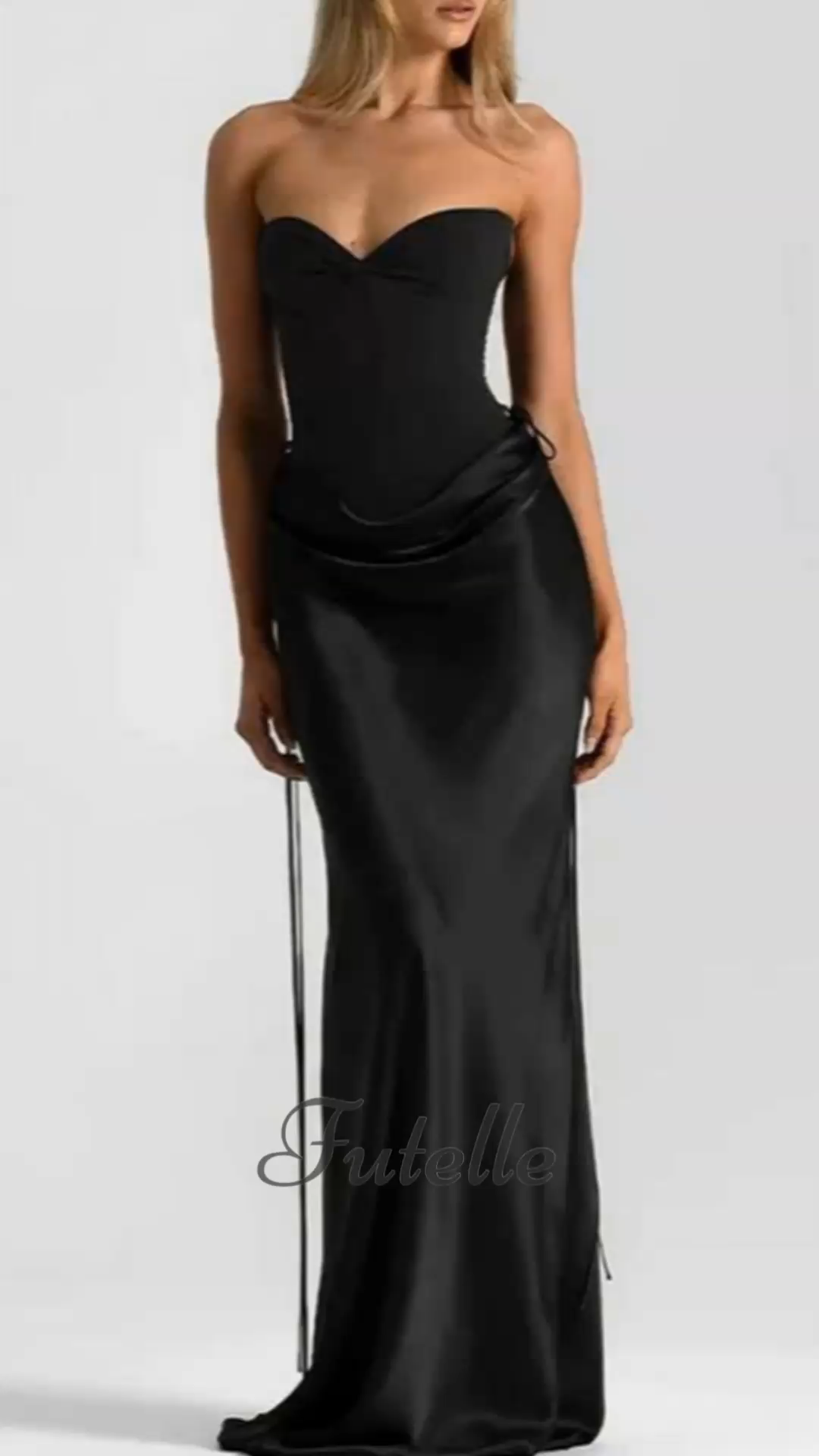 Solid Color Slim Fit Bandeau Jumpsuit And Skirt Two-piece Set
