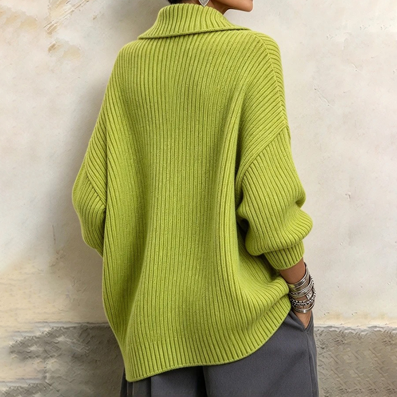 Women's Fall Winter Cozy Asymmetric-neck Ribbed Knit Pullover Top