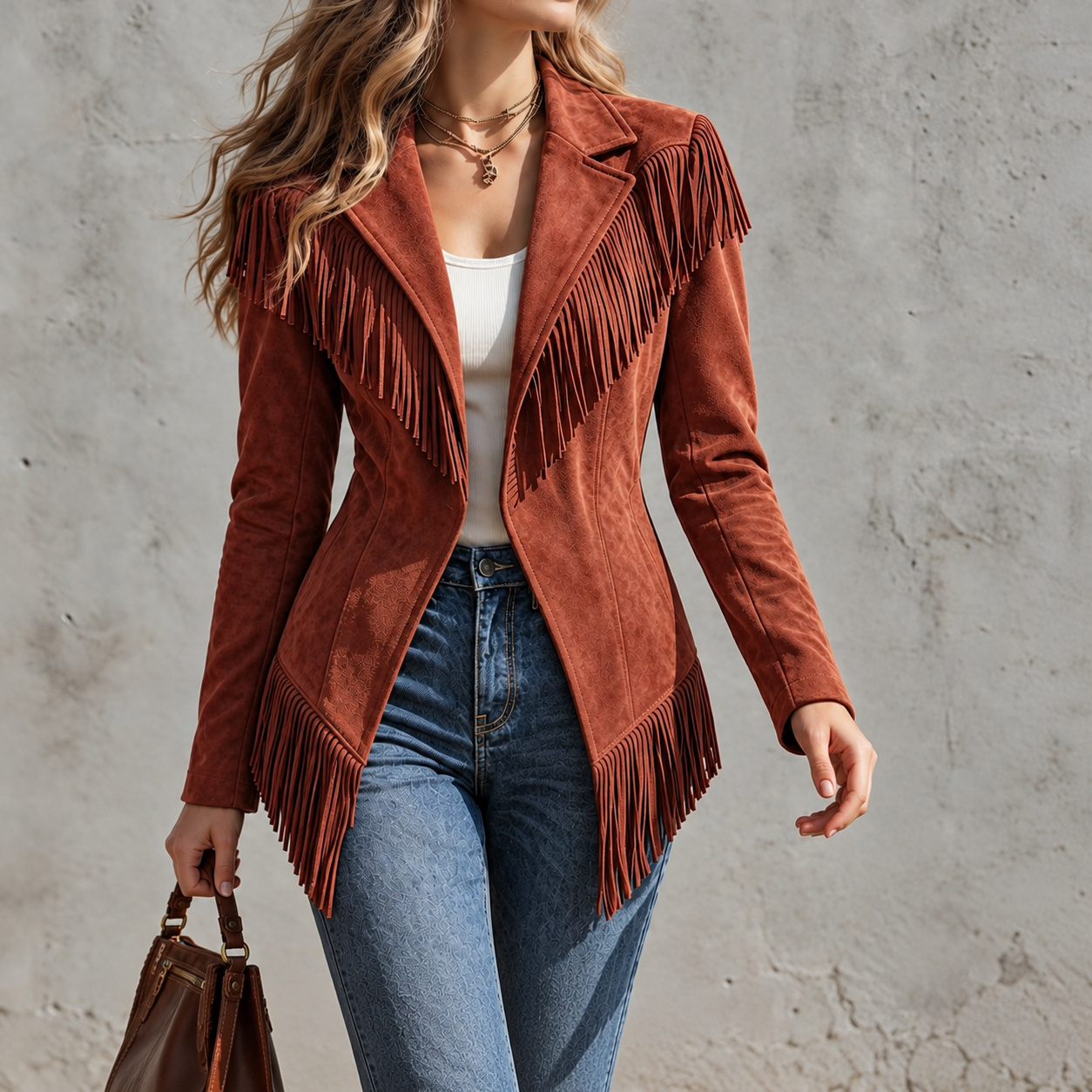Retro Suede Fringe Slim-fit Lapel Jacket