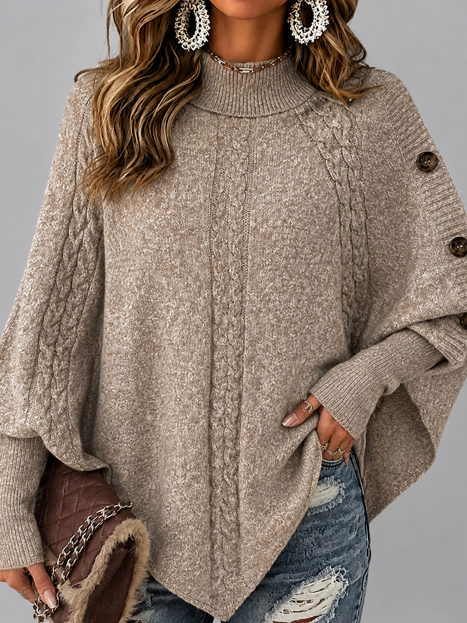 Women's Solid Color Batwing Sleeve Knit Cape Sweater