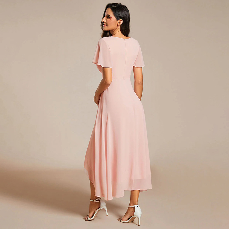 Vintage Ruffles Elegant Chiffon V-neck Flowy Dress