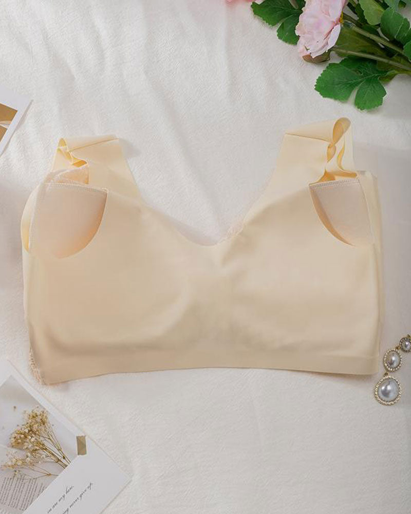 Women's Contrast Lace Hook & Eye Front Pushup Bra