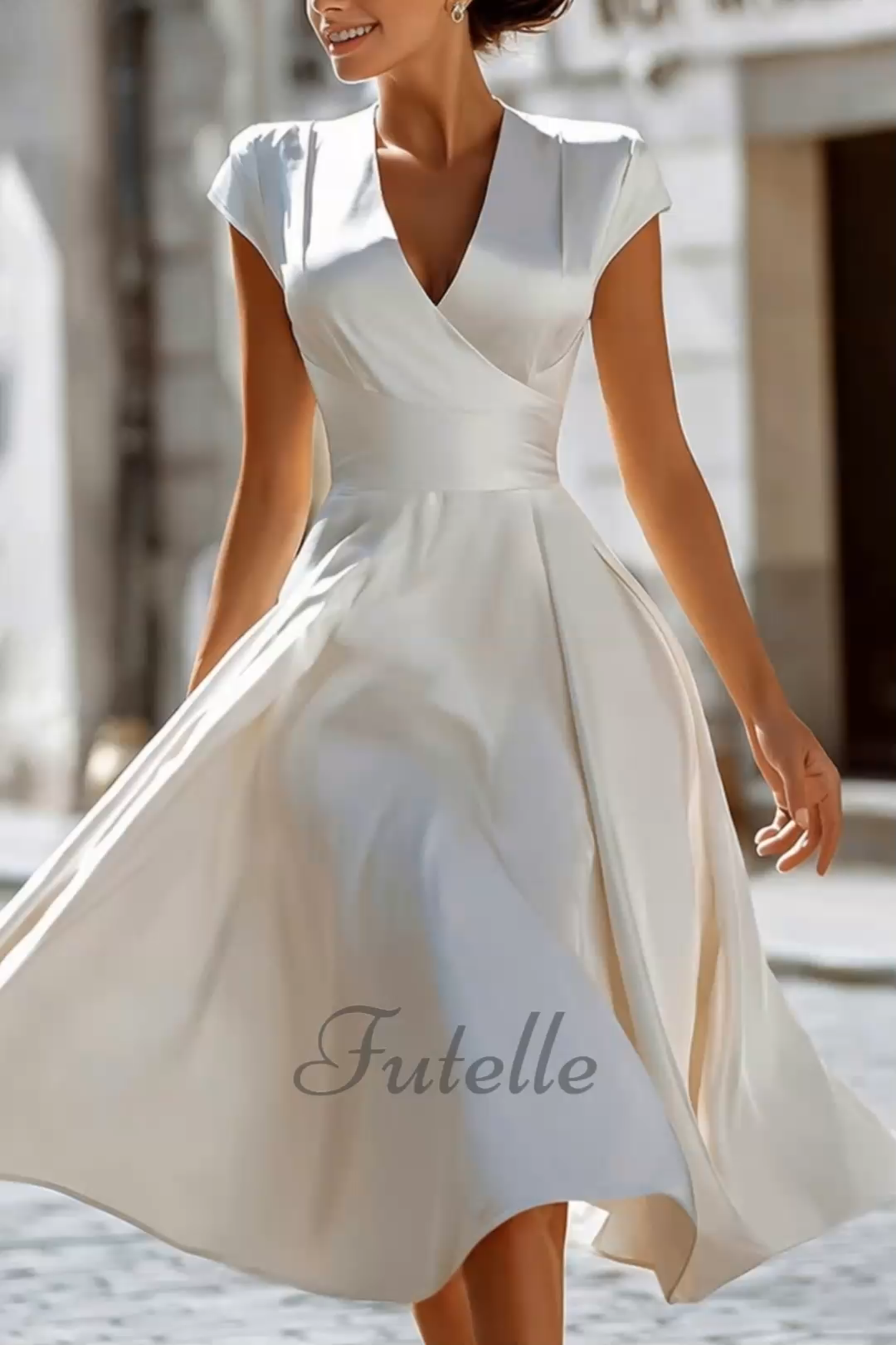 Elegant Simple V Neck Satin Flowy Maxi Dress