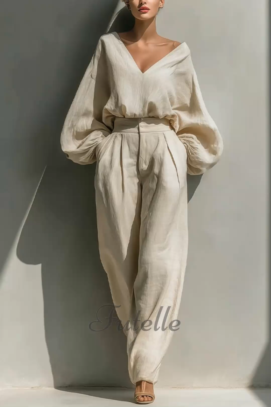 Loose Vintage Linen Two-piece Set