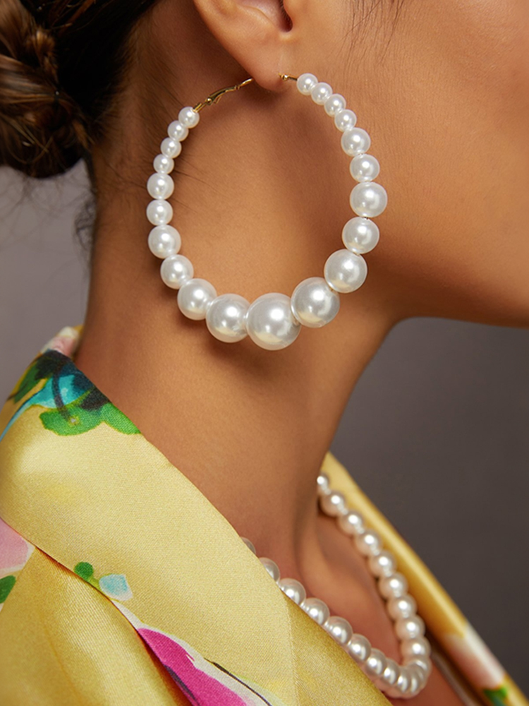 legant Plain Pearl Dangle Earrings