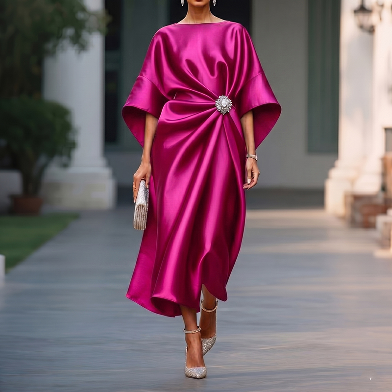 Elegant Solid Color Midi Dress
