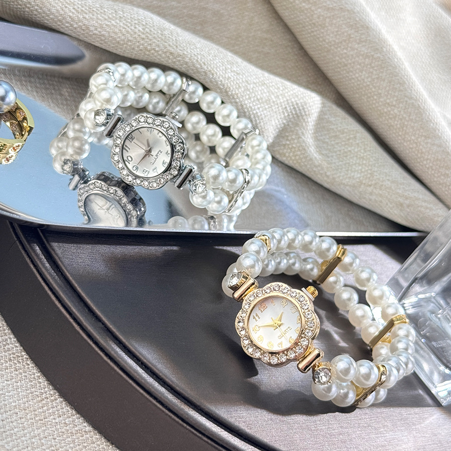 Double-row Imitation Pearl Elastic Watch