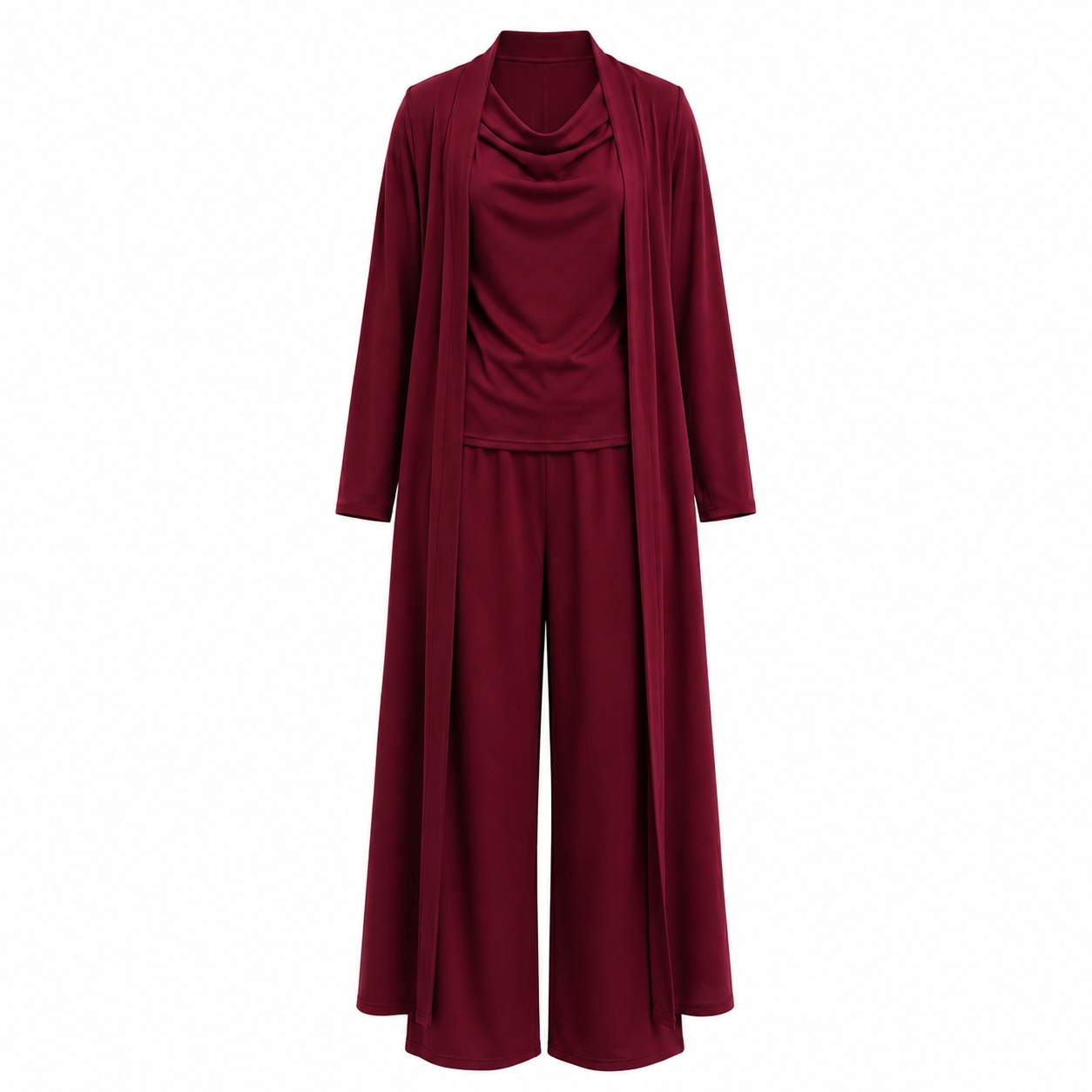 Elegant Three-piece Set: Three-quarter Sleeve Cardigan + Long-sleeved Top + Trousers