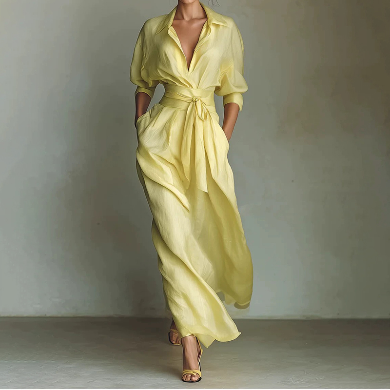 Elegant Retro French Waist Slimming Pleated Dress