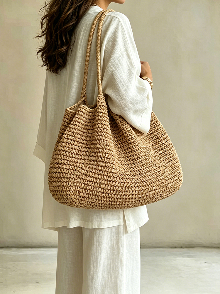 Vacation Large Capacity Shoulder Bag Handbag Beach Straw Bag