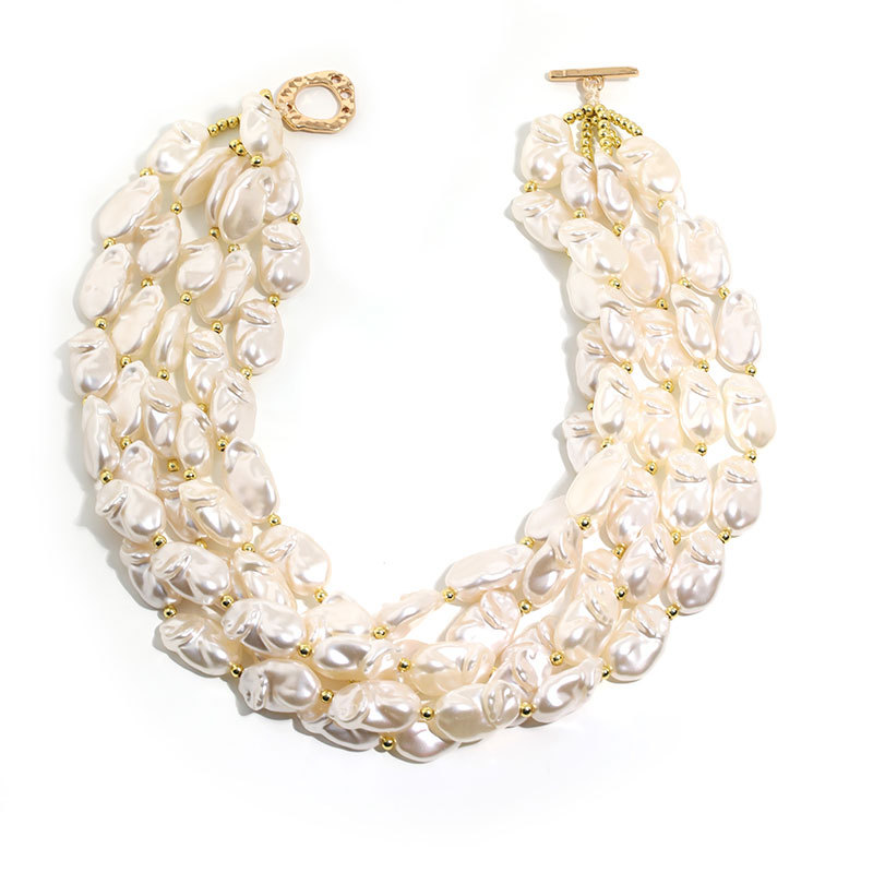 Elegant Imitation Pearl Baroque Multi-layered Necklace