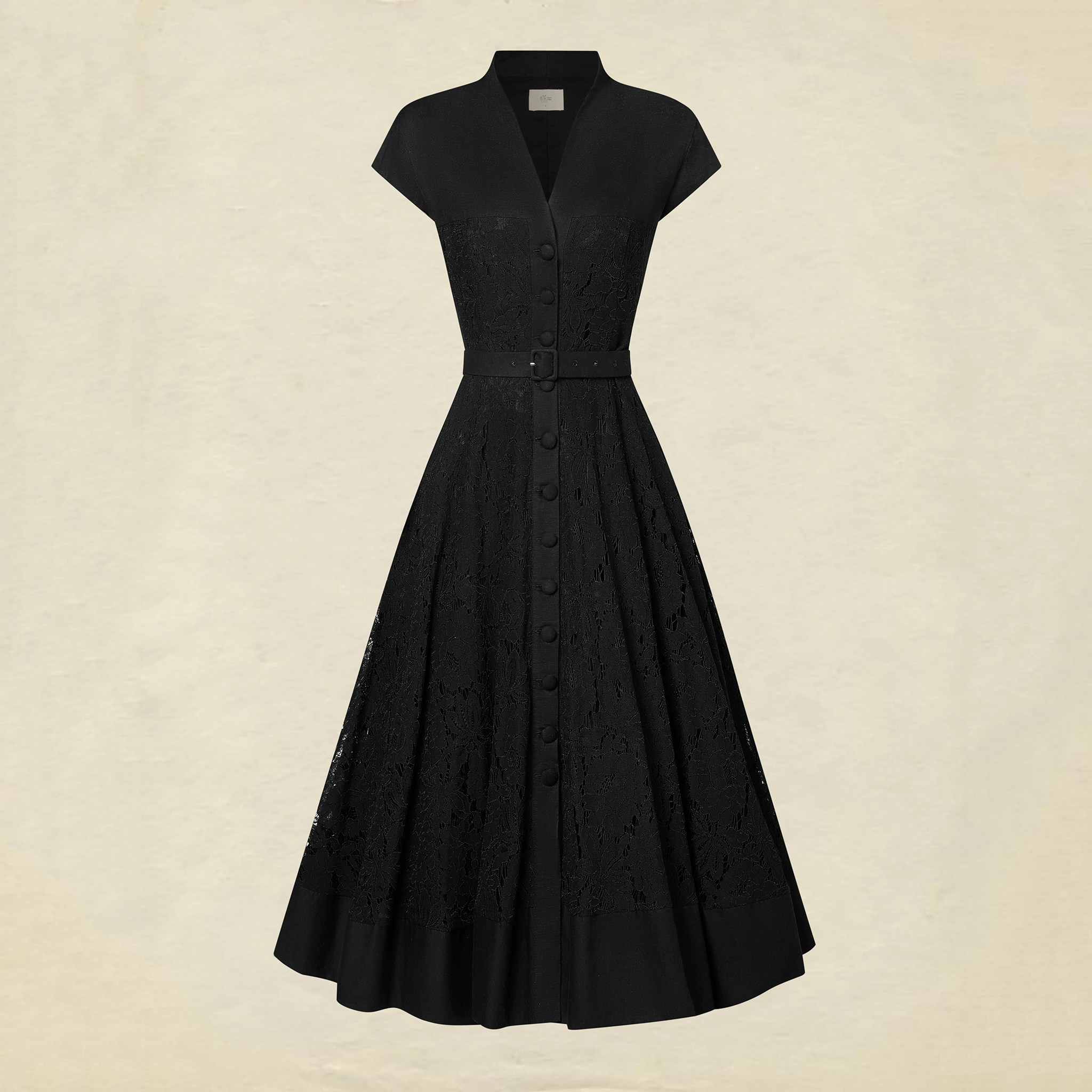 Elegant Lace Patchwork A Line Midi Dress