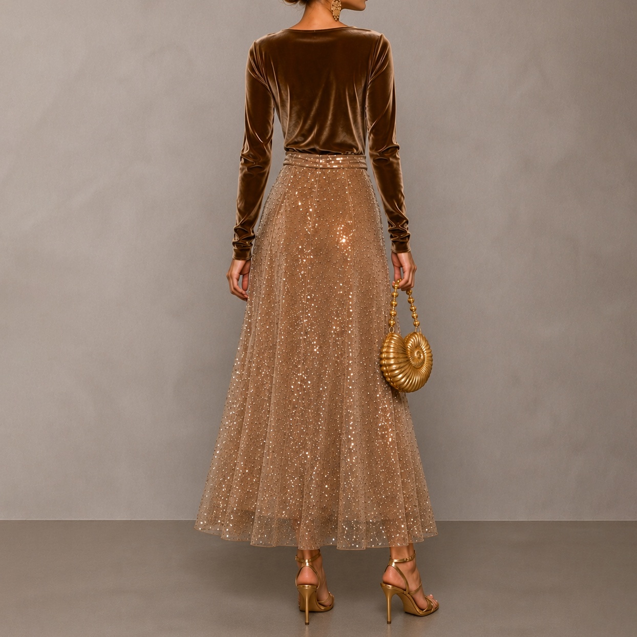 Luxury Velvet & Sequin Evening Two Piece Set