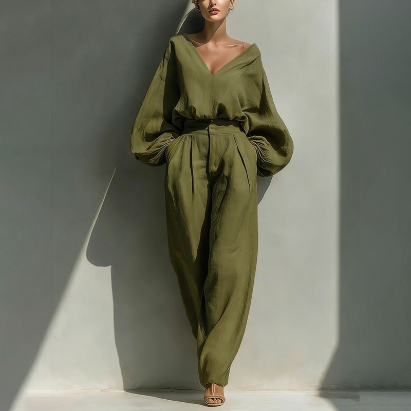 Loose Vintage Linen Two-piece Set