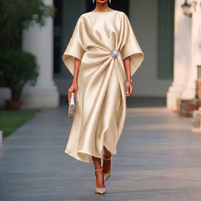 Elegant Solid Color Midi Dress
