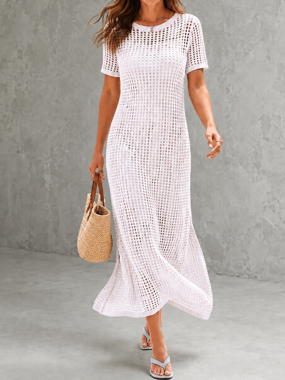 Elegant Round Neck Hollowed-out 2-piece  Maxi Dress