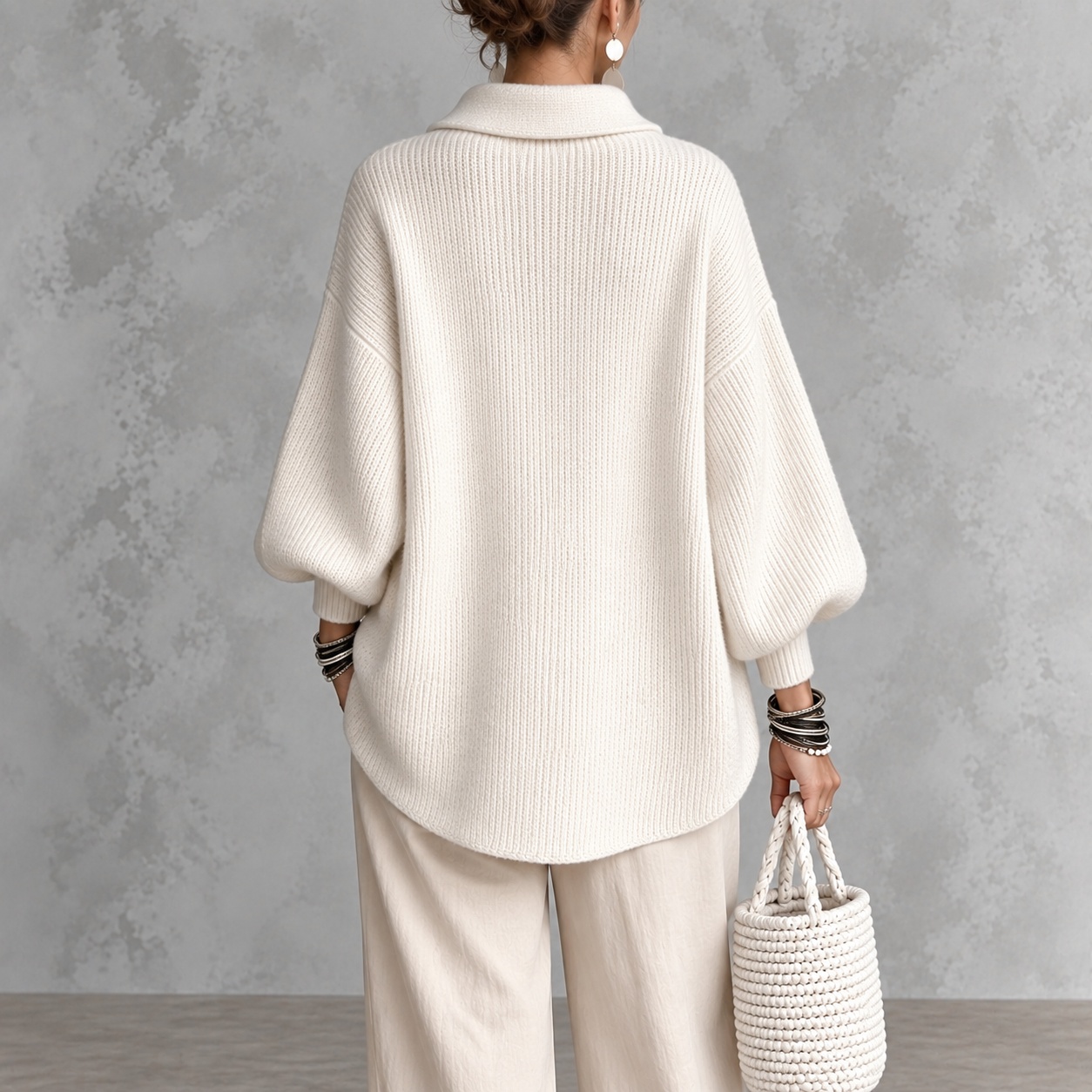 Elegant Collared Button-up Knit Cardigan