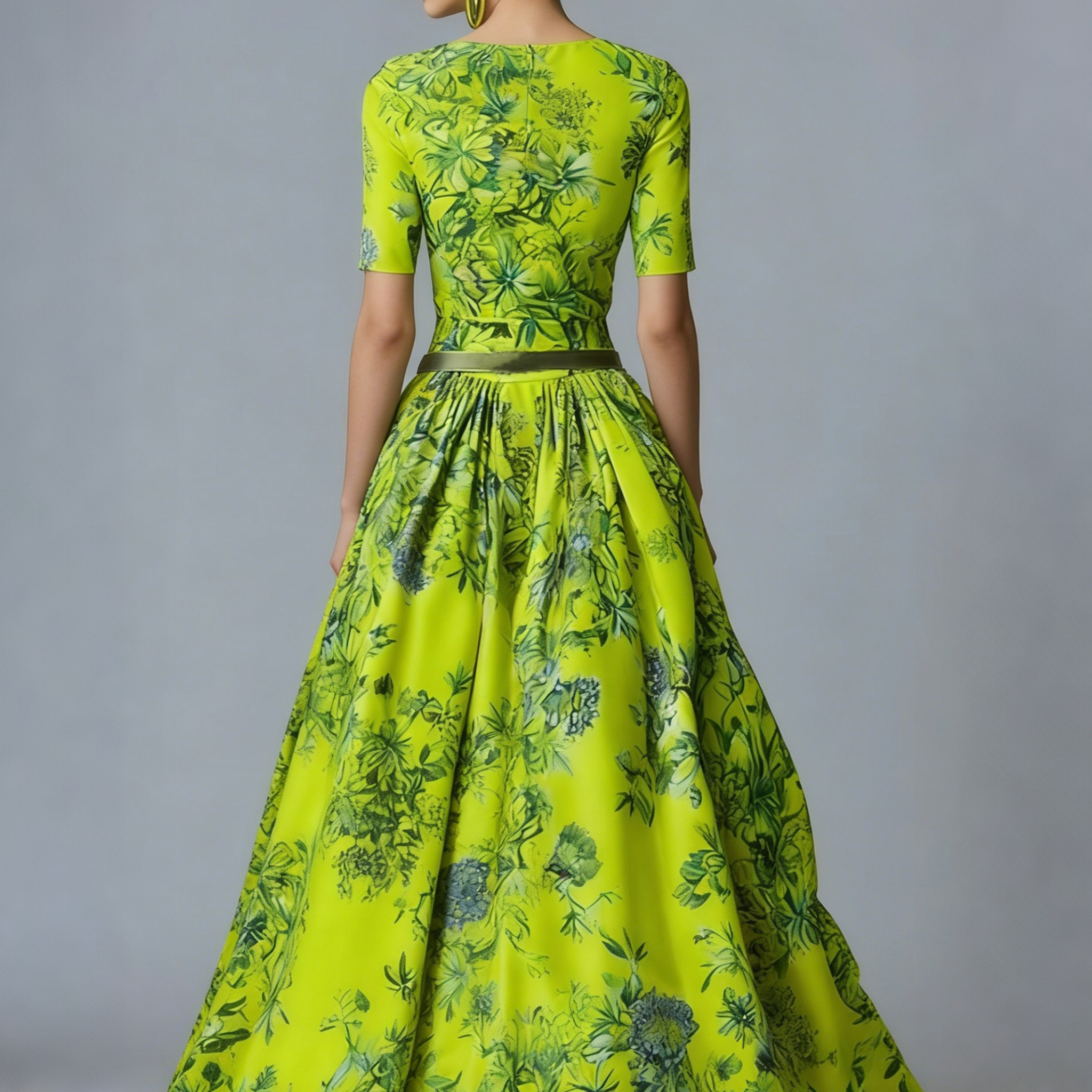 Elegant High Waist Maxi Dress X-line Crew Neck Summer Event