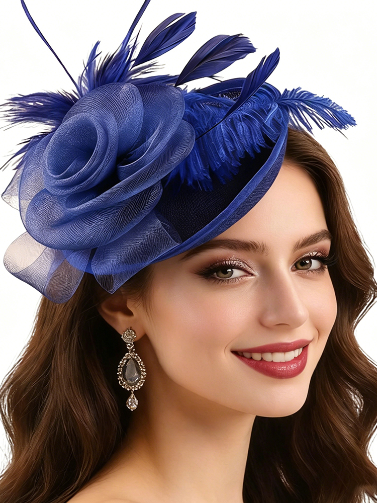 French Retro Mesh Floral Woolen Hatm