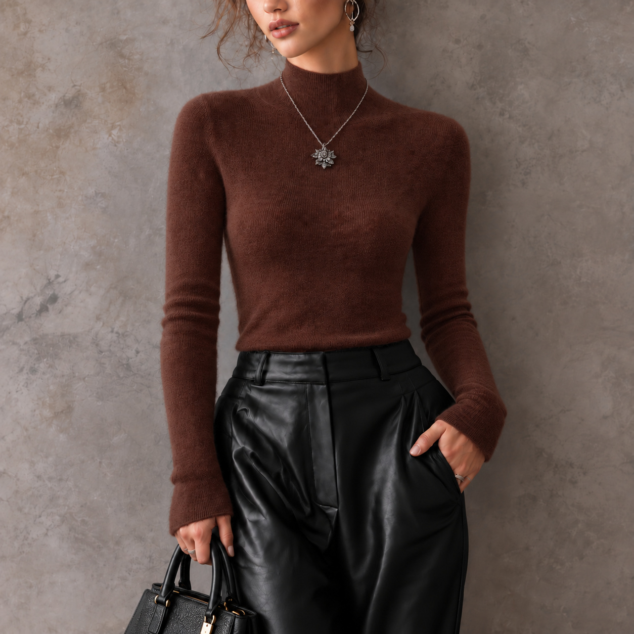 Elegance Long-seeved Cashmere Knit Top