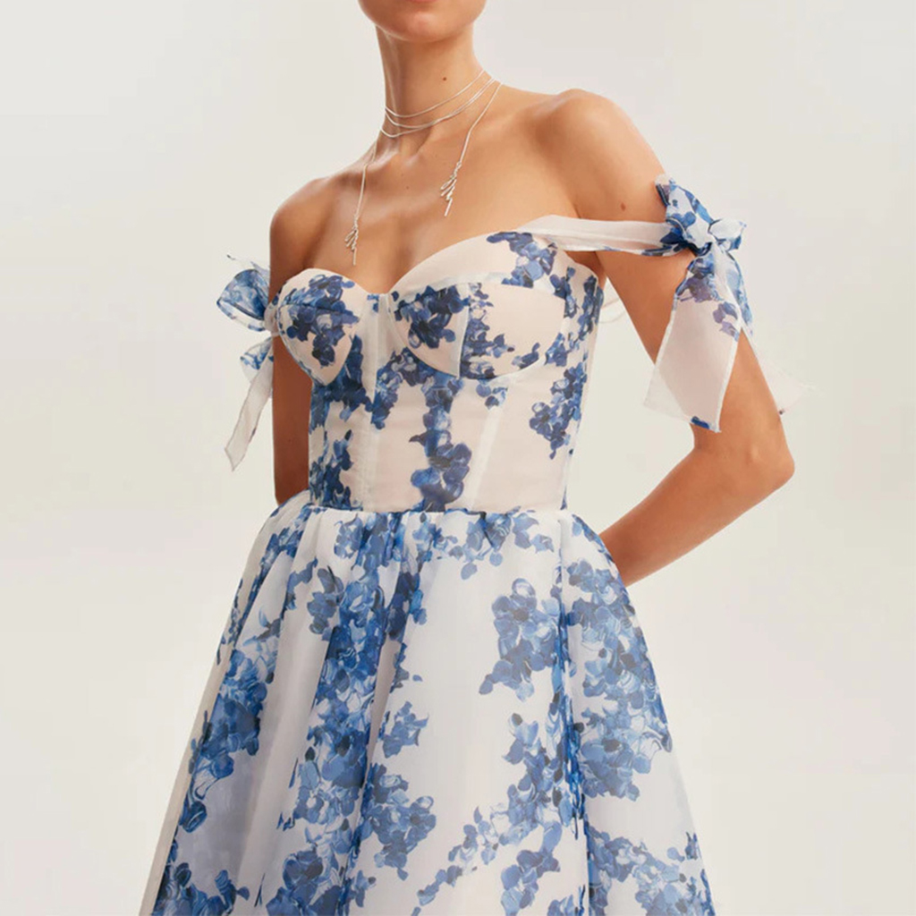 Stylish Organza Elegant Printed Midi Dress