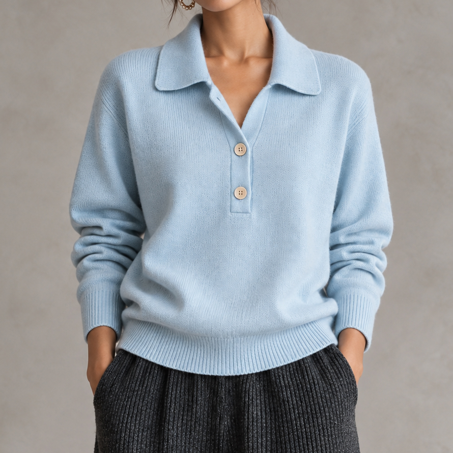 Elegance Collared Half-button Knit Top
