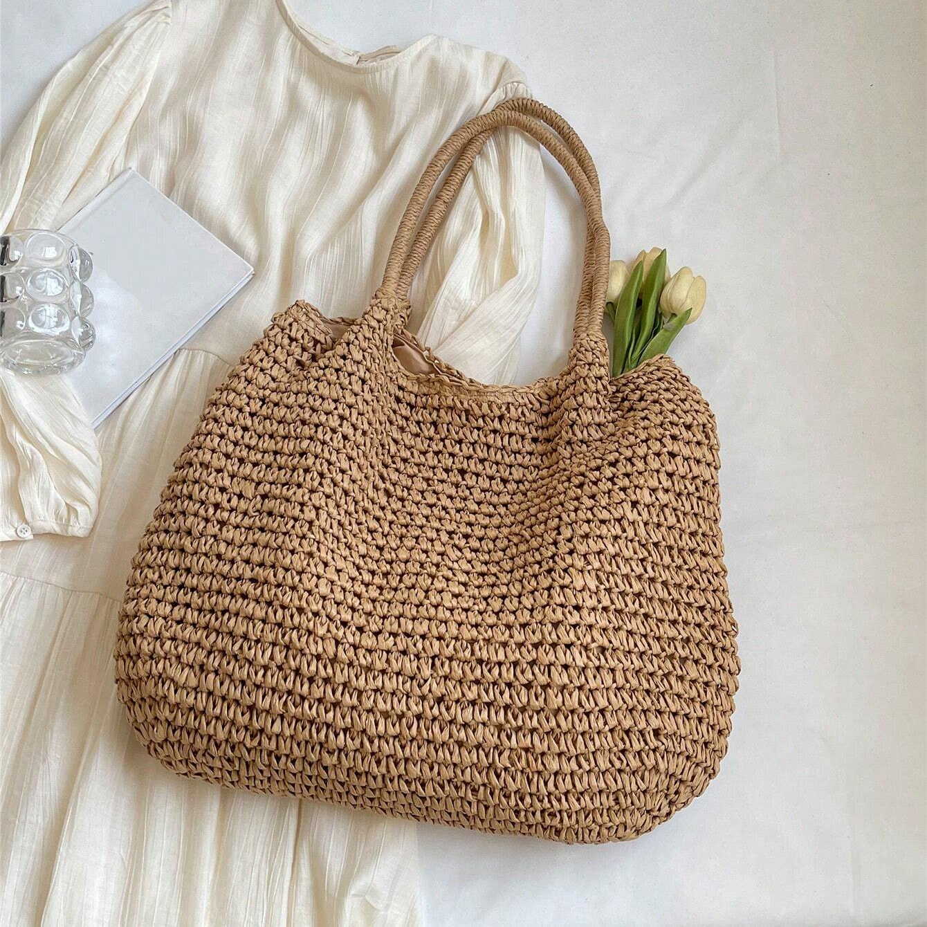 Vacation Large Capacity Shoulder Bag Handbag Beach Straw Bag