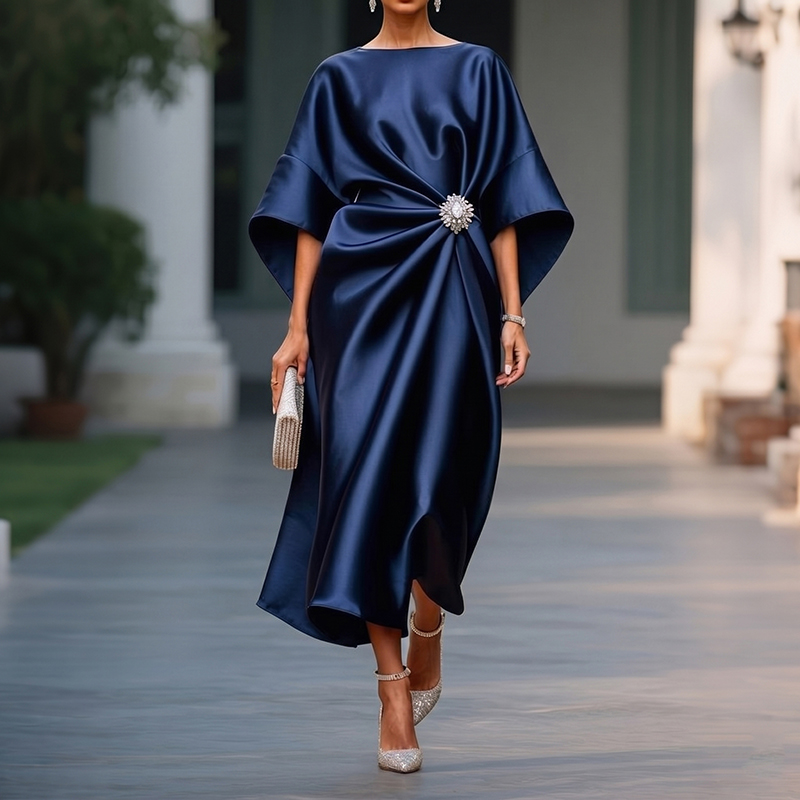 Elegant Solid Color Midi Dress