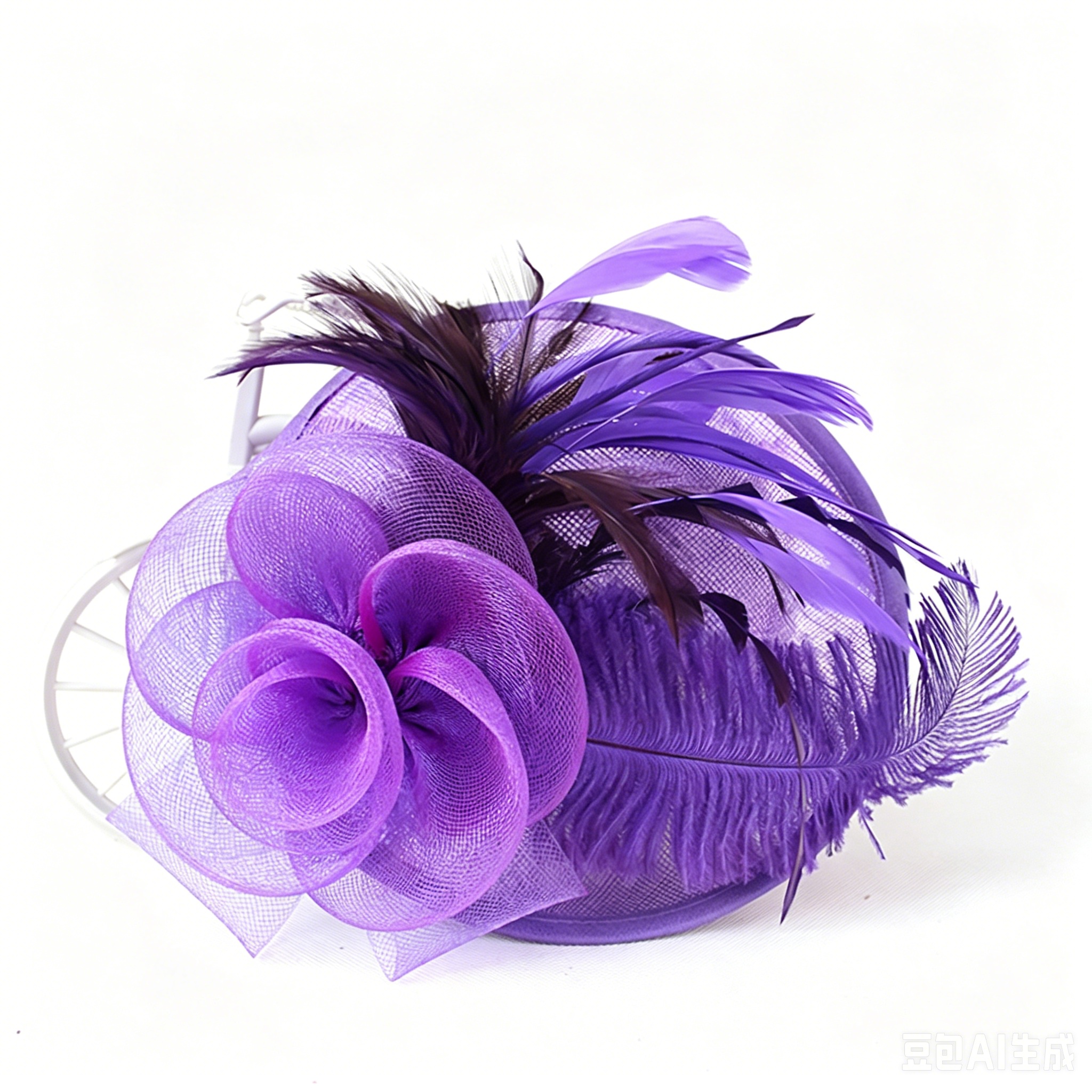 French Retro Mesh Floral Woolen Hatm