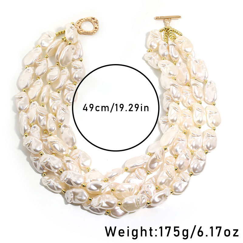 Elegant Imitation Pearl Baroque Multi-layered Necklace