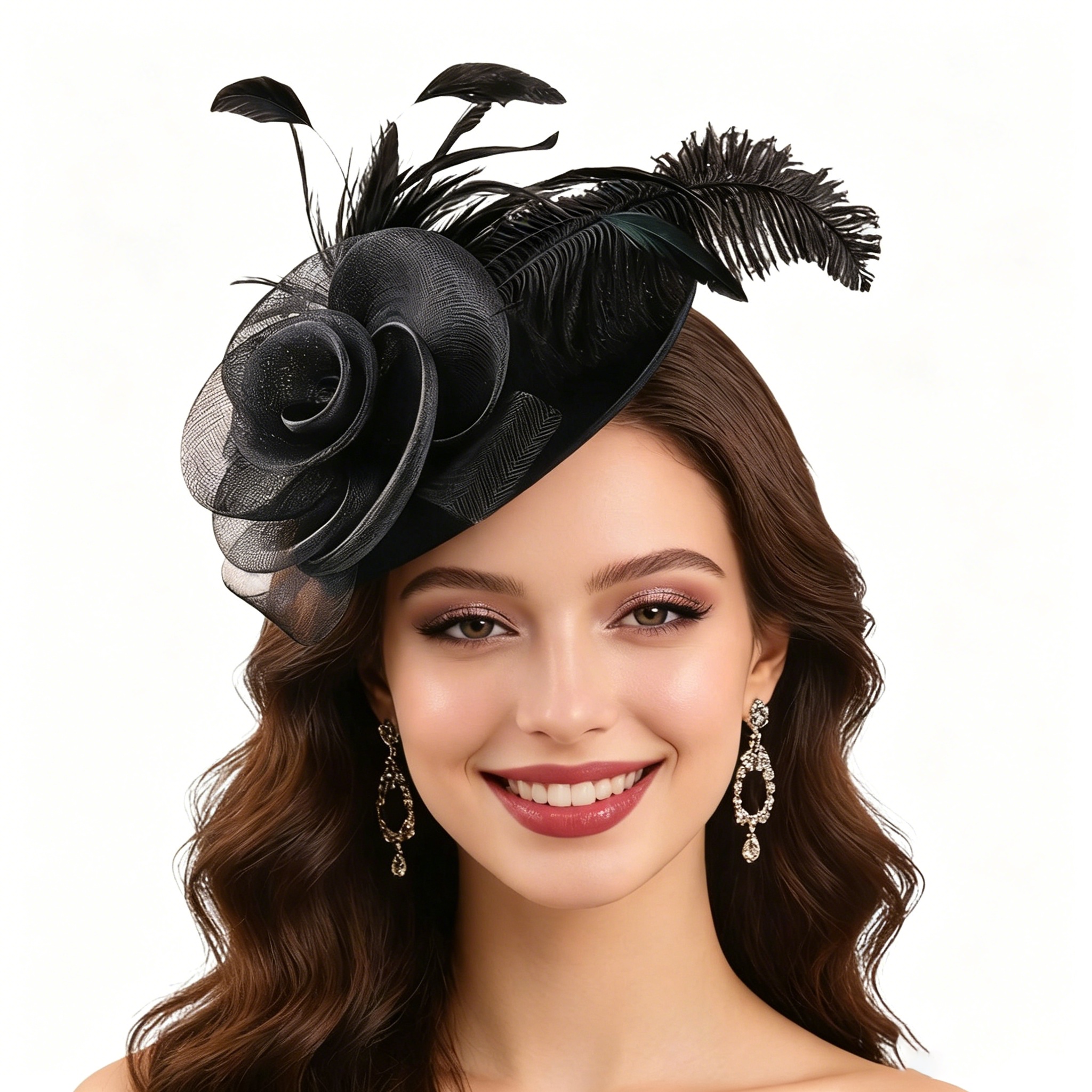 French Retro Mesh Floral Woolen Hatm