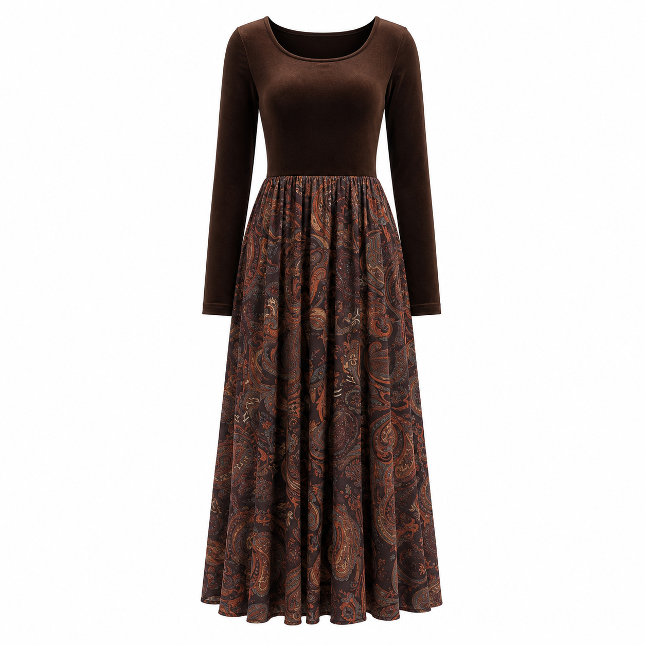 Retro Paisley Print  Maxi Dress